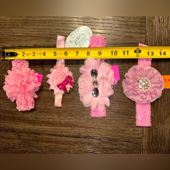 NWT Handmade Flower Headbands x 4 Infant Baby Child Girl Sequin Bow Gems Rose - Picture 3 of 8